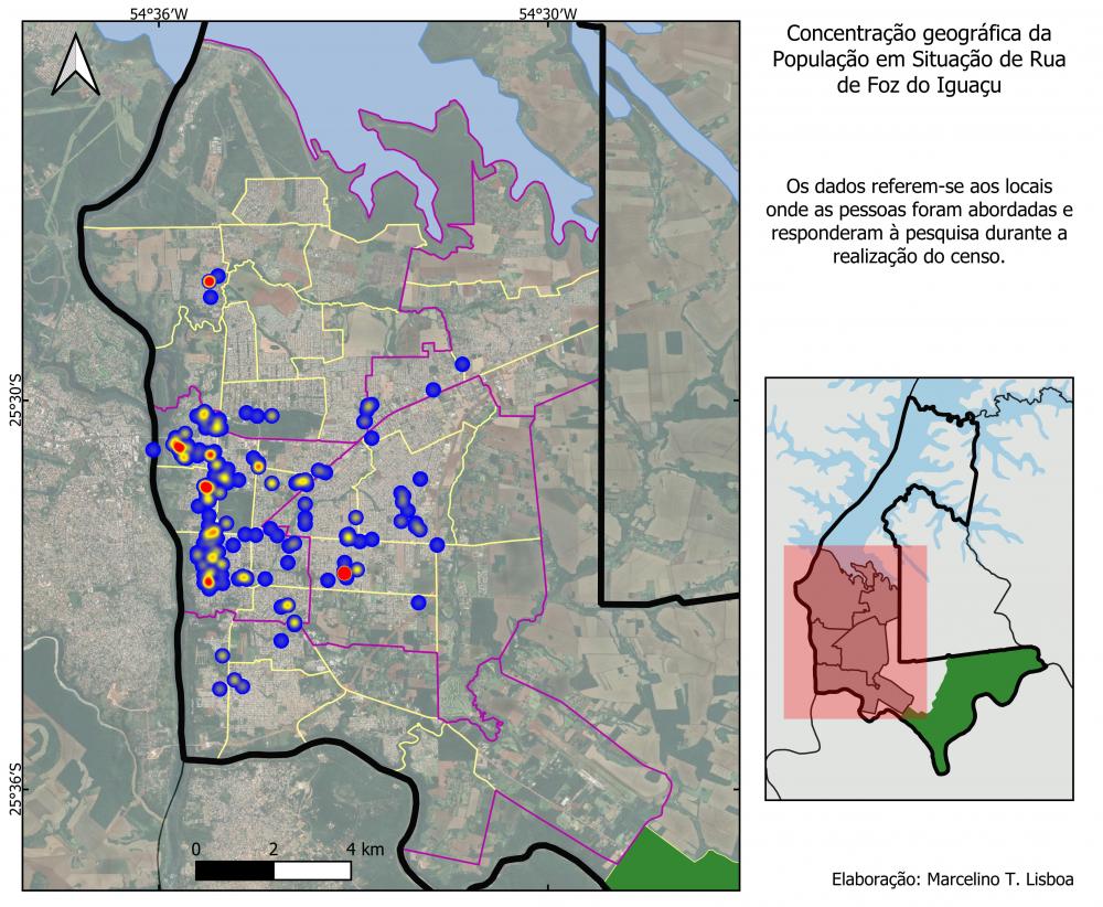 Mapa de Calor a concentração de pessoas em situação de rua em Foz
